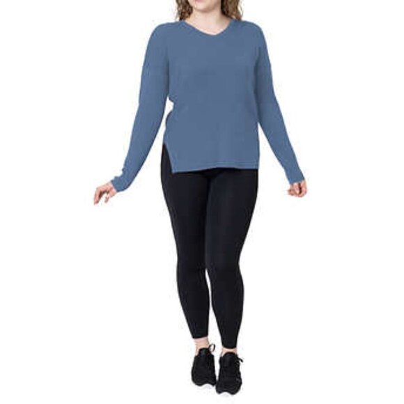 NEW Elle V-neck Knit Long Sleeve Sweater | Blue - Picture 4 of 9